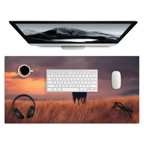 Paard - Wolken - Open veld Muismat XXL klein -3d
