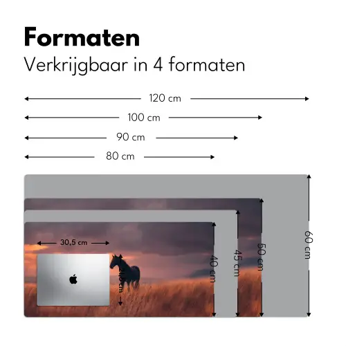 Paard - Wolken - Open veld Muismat XXL klein -sfeer5