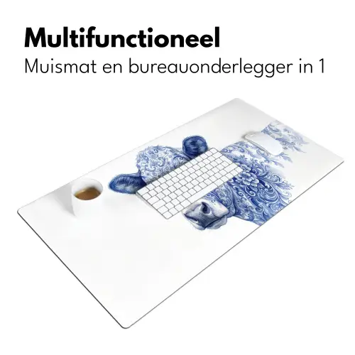 Illustratie - Koe - Blauw Muismat XXL klein -sfeer4