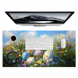 Grasveld - Eieren - Bloemen Muismat XXL klein -3d