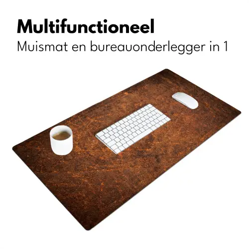 leer-structuur-bruin-oranje Muismat XXL klein -sfeer4