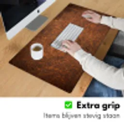 leer-structuur-bruin-oranje Muismat XXL klein -sfeer3