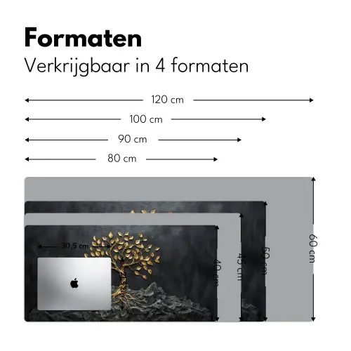 Bladeren - Goud - Boom - Rots Muismat XXL klein -sfeer5