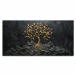 Bladeren - Goud - Boom - Rots Muismat XXL klein -3d_leeg