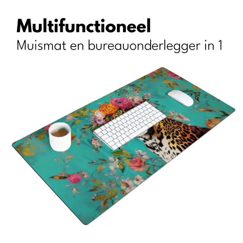 Luipaard - Bloemen - Kroon Muismat XXL klein -sfeer4