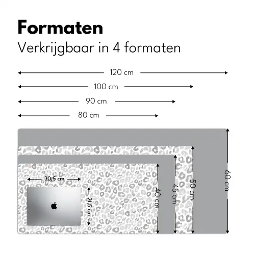 Luipaard - Motief - Grijs Muismat XXL klein 681 -sfeer5