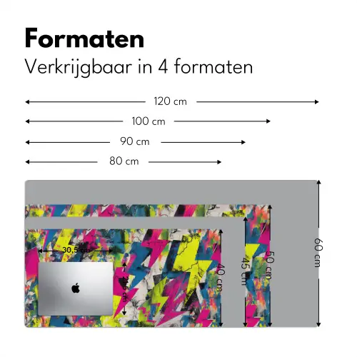Bliksemschichten - Patroon - Marmer - Kleuren Muismat XXL klein -sfeer5