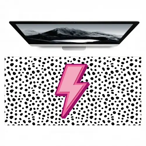 Bliksem - Roze - Stippen Muismat XXL klein -zzz3d