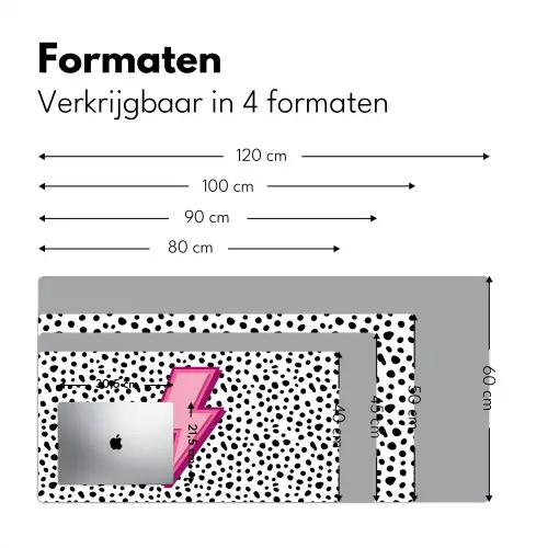 Bliksem - Roze - Stippen Muismat XXL klein -sfeer5