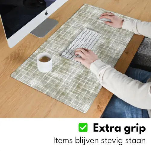 Linnen - Patroon - Groen Muismat XXL klein 681 -sfeer3