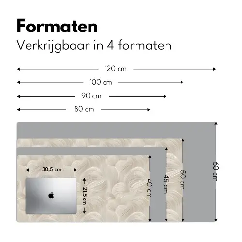 Lijnen - Waaier - Beige Muismat XXL klein 681 -sfeer5