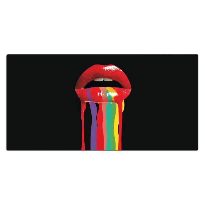 Lippen - Kleuren - Zwart Muismat XXL klein -3d_leeg