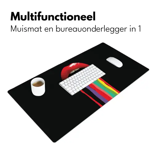 Lippen - Kleuren - Zwart Muismat XXL klein -sfeer4