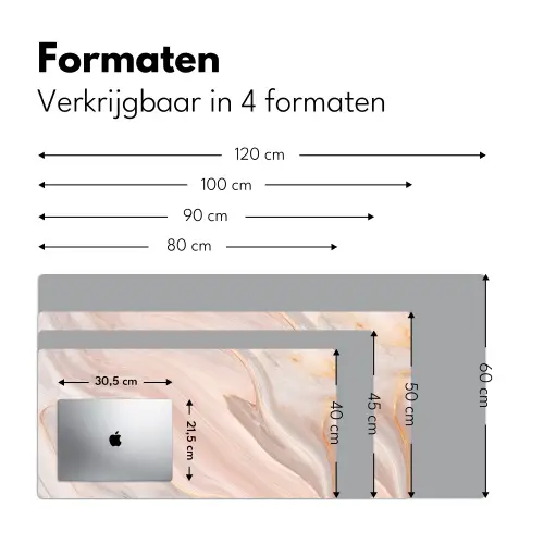 Marmer - Patroon - Pastel - Abstract - Marmerlook - Luxe Muismat XXL klein -sfeer5