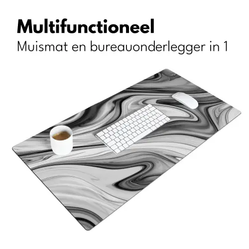 Marmer - Patronen - Grijs - Marmerlook - Zwart Muismat XXL klein -sfeer4
