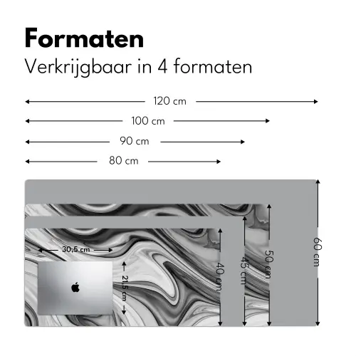 Marmer - Patronen - Grijs - Marmerlook - Zwart Muismat XXL klein -sfeer5