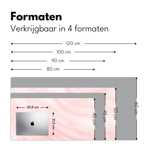 Marmer - Roze - Wit - Luxe - Marmerlook Muismat XXL klein -sfeer5