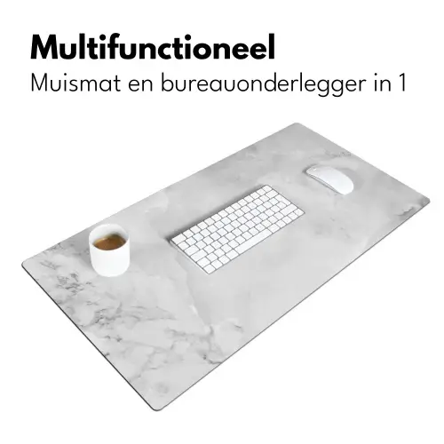 Marmer - Steen - Wit - Grijs - Marmerlook Muismat XXL klein -sfeer4