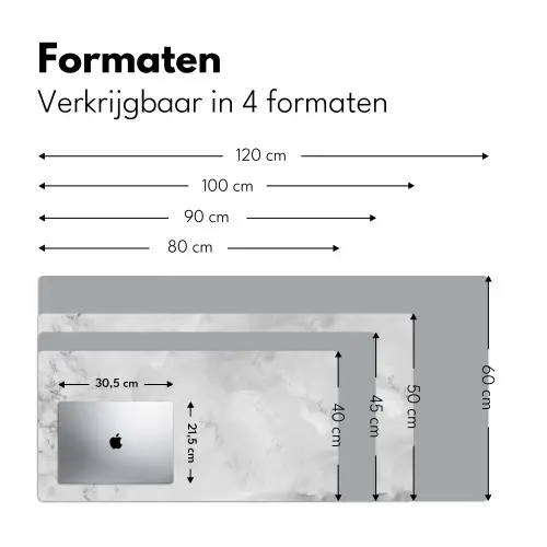 Marmer - Steen - Wit - Grijs - Marmerlook Muismat XXL klein -sfeer5