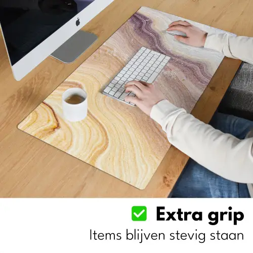 Marmer - Textuur - Zandsteen - Goud - Marmerlook Muismat XXL klein -sfeer3
