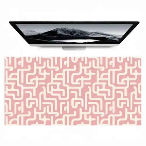 Doolhofpatroon - Roze - Wit - Abstract Muismat XXL klein 681 -zzz3d