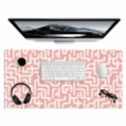 Doolhofpatroon - Roze - Wit - Abstract Muismat XXL klein 681 -3d