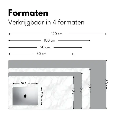 Minimalistisch - Wit - Grijze aders Muismat XXL klein 681 -sfeer5