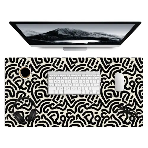 Modern - Abstract - Zwart Muismat XXL klein 681 -3d