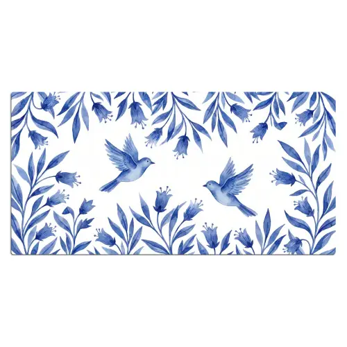 Modern - Vogels - Delfts - Blauw Muismat XXL klein -3d_leeg