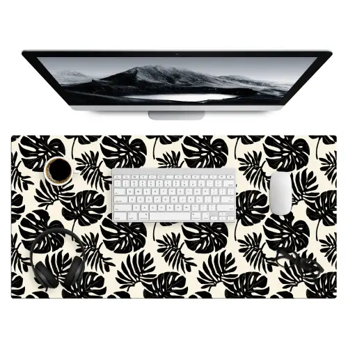 Modern - Monstera - Zwart Muismat XXL klein 681 -3d