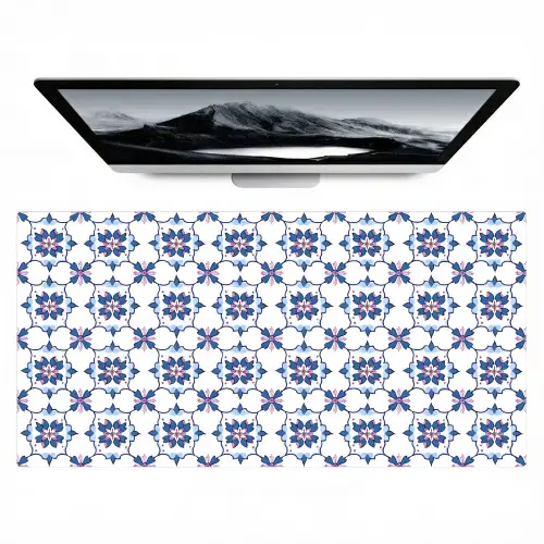 Modern - Patroon - Blauw - Roze Muismat XXL klein 681 -zzz3d