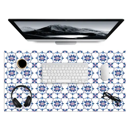 Modern - Patroon - Blauw - Roze Muismat XXL klein 681 -3d