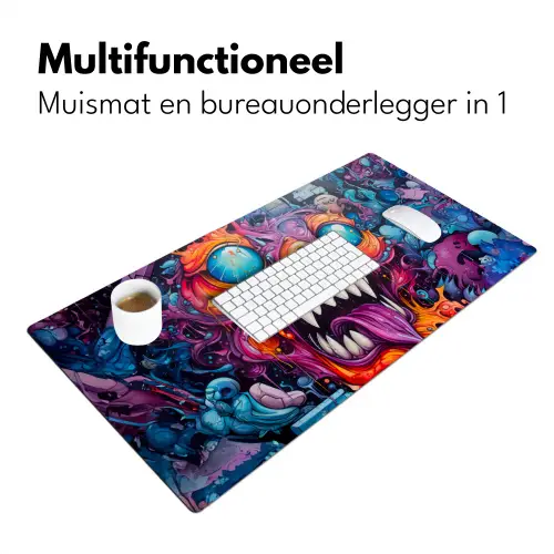 Monster - Graffiti - Kleuren - Oranje Muismat XXL klein -sfeer4