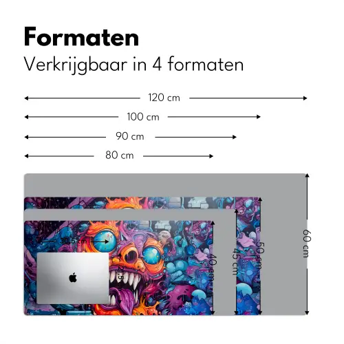 Monster - Graffiti - Kleuren - Oranje Muismat XXL klein -sfeer5