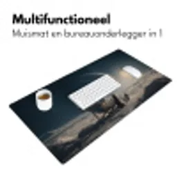 Maan - Kat - Astronaut - Ruimte Muismat XXL klein -sfeer4