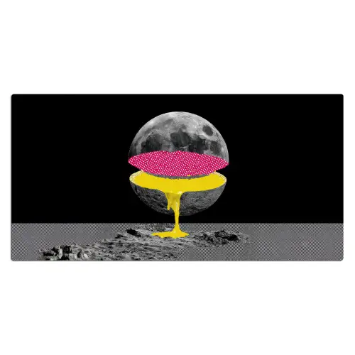 Maan - Geel - Roze - Zwart Muismat XXL klein -3d_leeg