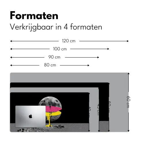 Maan - Geel - Roze - Zwart Muismat XXL klein -sfeer5