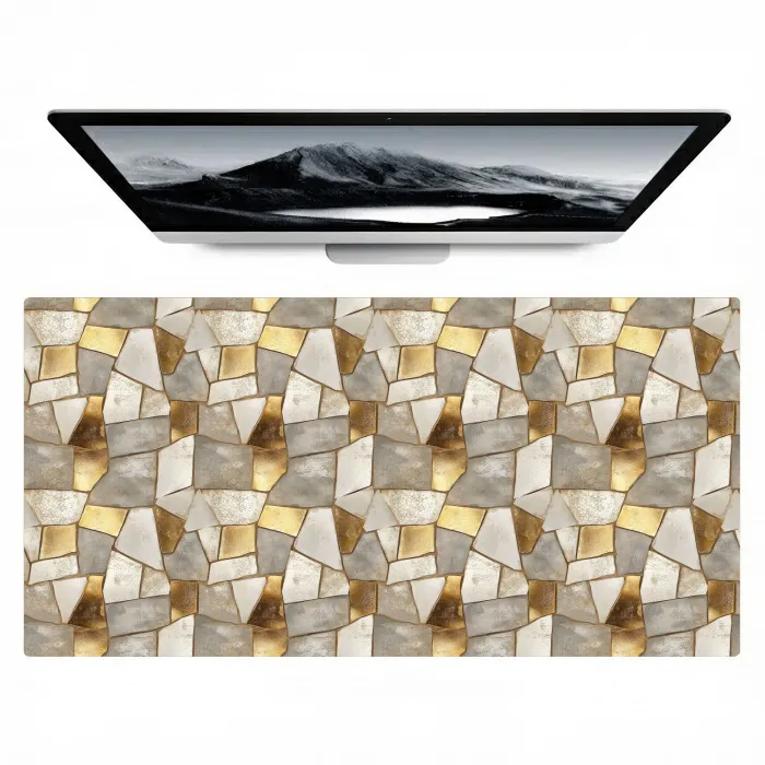 Mozaïek - Marmer - Goud Muismat XXL klein 681 -zzz3d