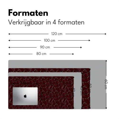 Mozaïek - Tegel - Bordeauxrood Muismat XXL klein 681 -sfeer5