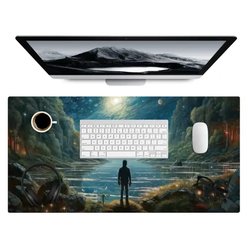 gebergte-water-maan-sterren Muismat XXL klein -3d