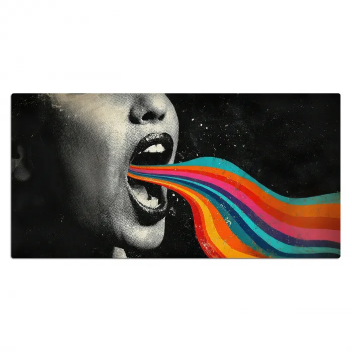 Mond - Golven - Regenboog Muismat XXL klein -3d_leeg