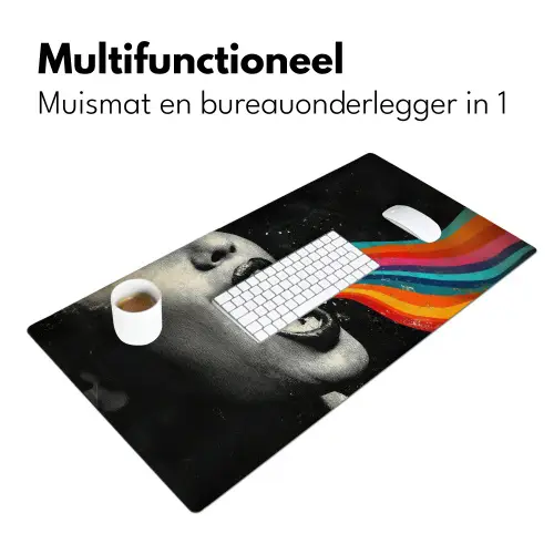 Mond - Golven - Regenboog Muismat XXL klein -sfeer4