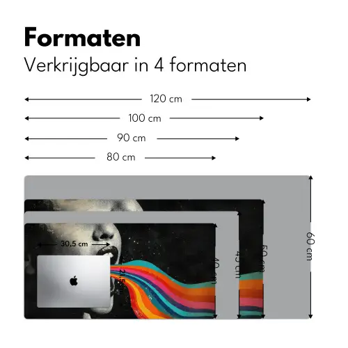 Mond - Golven - Regenboog Muismat XXL klein -sfeer5