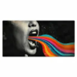 Mond - Golven - Regenboog Muismat XXL klein -3d_leeg