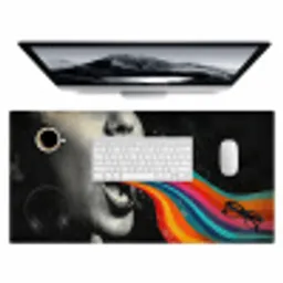 Mond - Golven - Regenboog Muismat XXL klein -3d