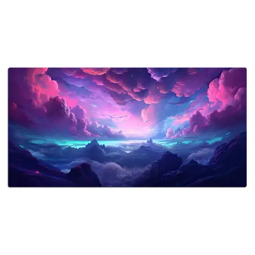 neon-wolken-roze-blauw-gaming Muismat XXL klein -3d_leeg
