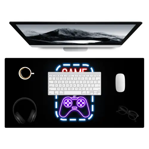 neon-quotes-game-room-controller-zwart Muismat XXL klein -3d