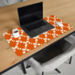 Oranje - Ruitpatroon - Wit Muismat XXL klein 681 -sfeer1