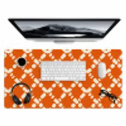 Oranje - Ruitpatroon - Wit Muismat XXL klein 681 -3d