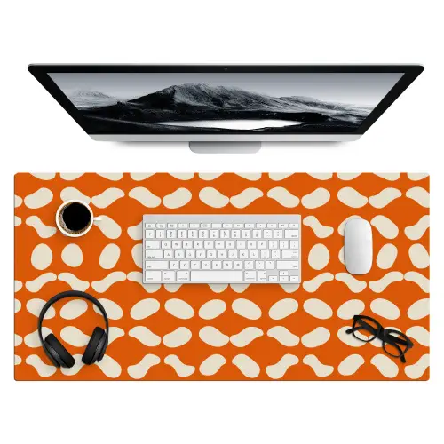 Oranje - Organische vormen - Wit Muismat XXL klein 681 -3d